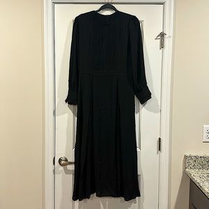 Black Smocked Bubble Sleeve Midi Dress (NWOT)